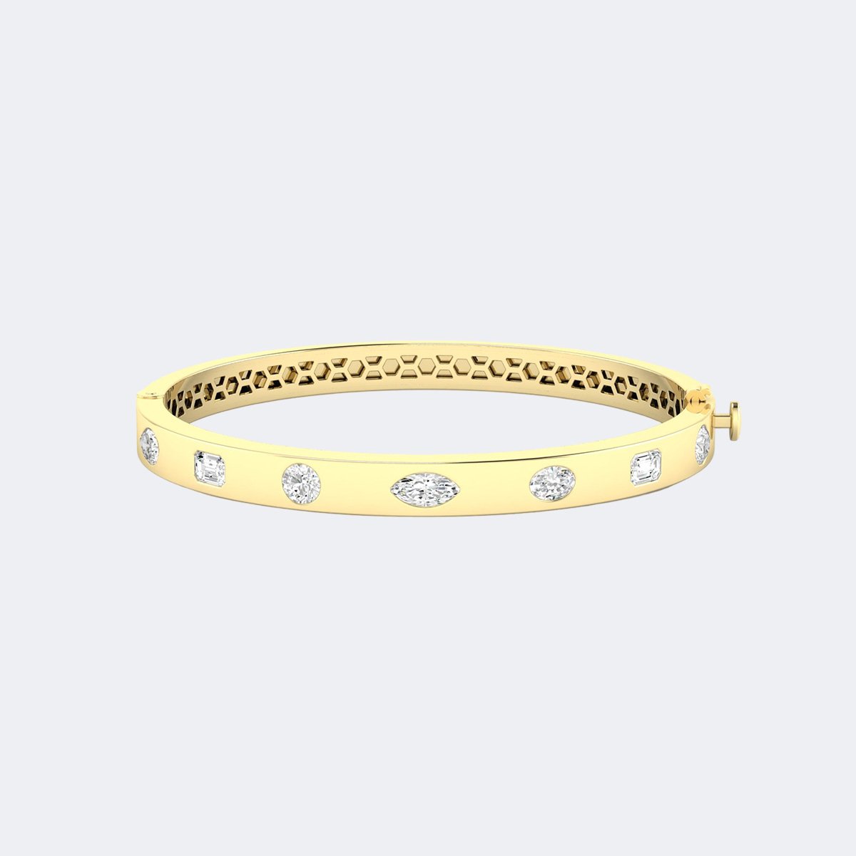 2.00CTW Mixed Cut Diamond Station Bangle Bracelet