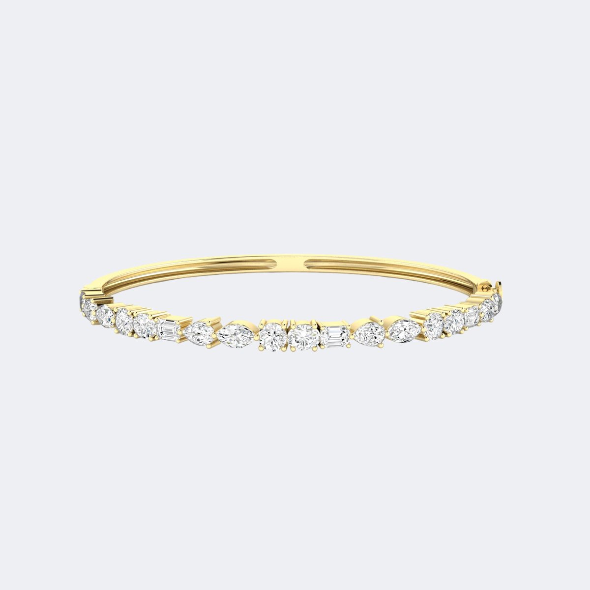 2.500CTW Mixed Cut Prong Bar Set Diamond Bangle Bracelet