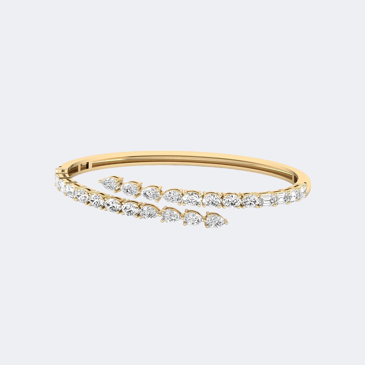 5.20CTW Pear , Emerald , Oval Prong Set Diamond Bangle Cuff Bracelet