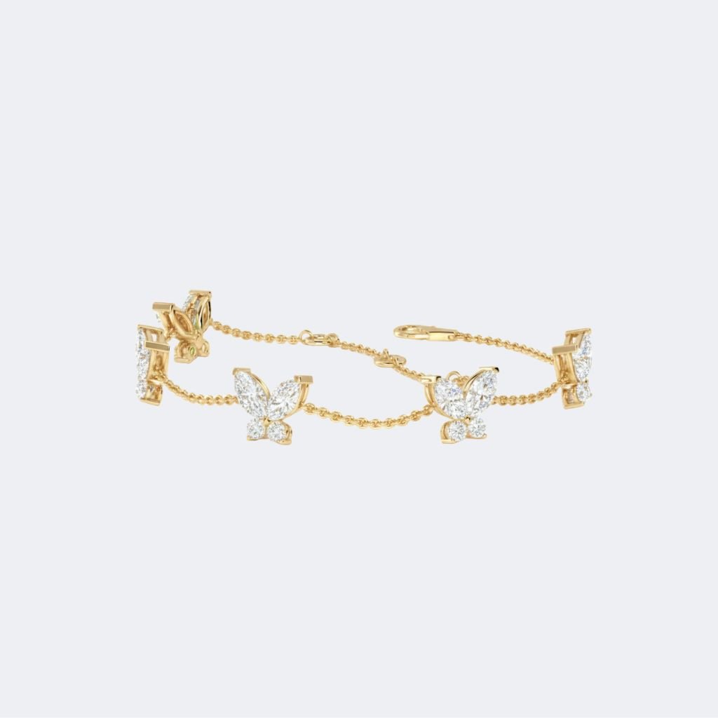 2.40CTW Pear , Marquise Cluster-Set Diamond Station Bracelet