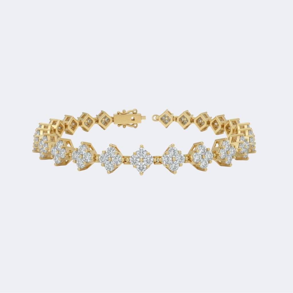5.00CTW Round Cut Cluster Square Motif Tennis Bracelet