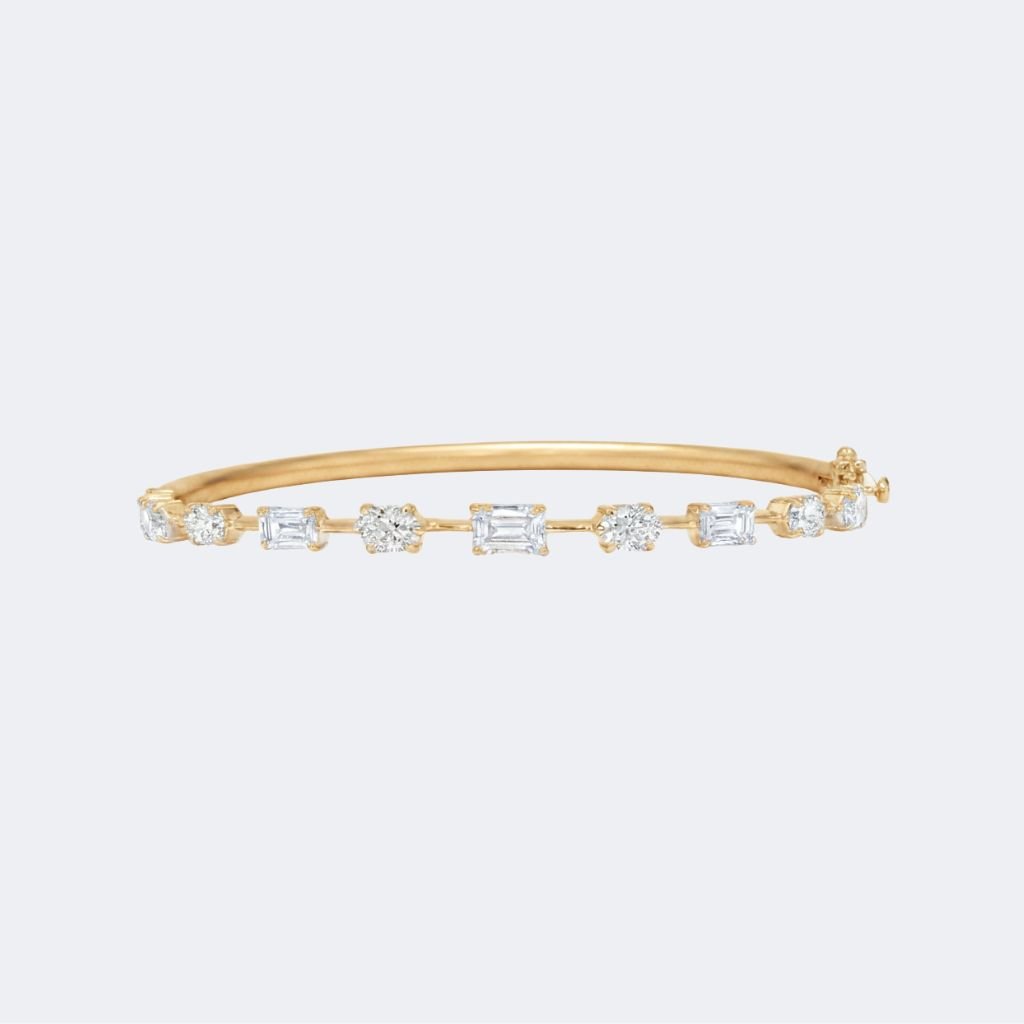 3.040CTW Oval Emerald Diamond Bangle Bracelet
