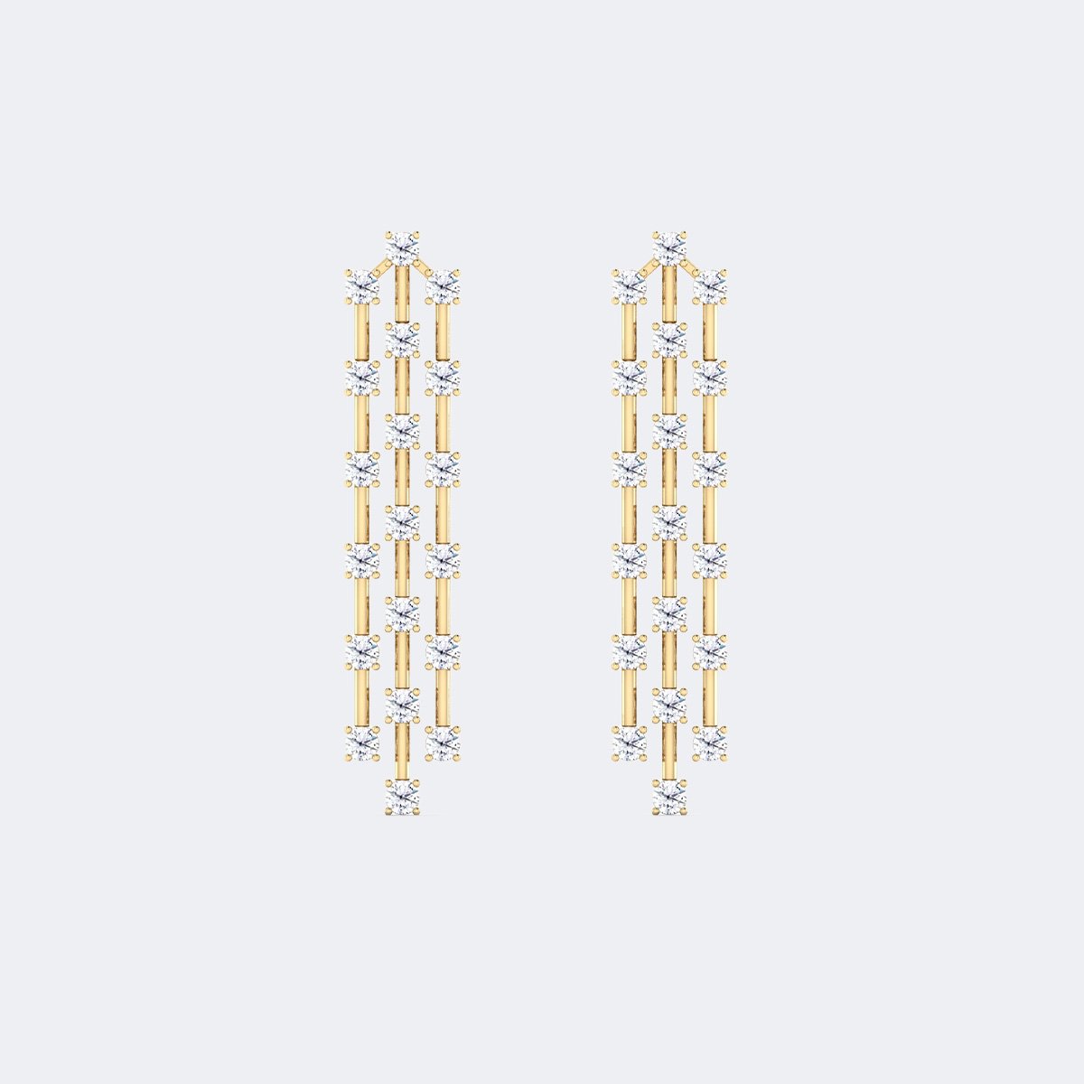 2.50CTW, Round, Prong/Bar, Long Linear Drop / Linear Earrings