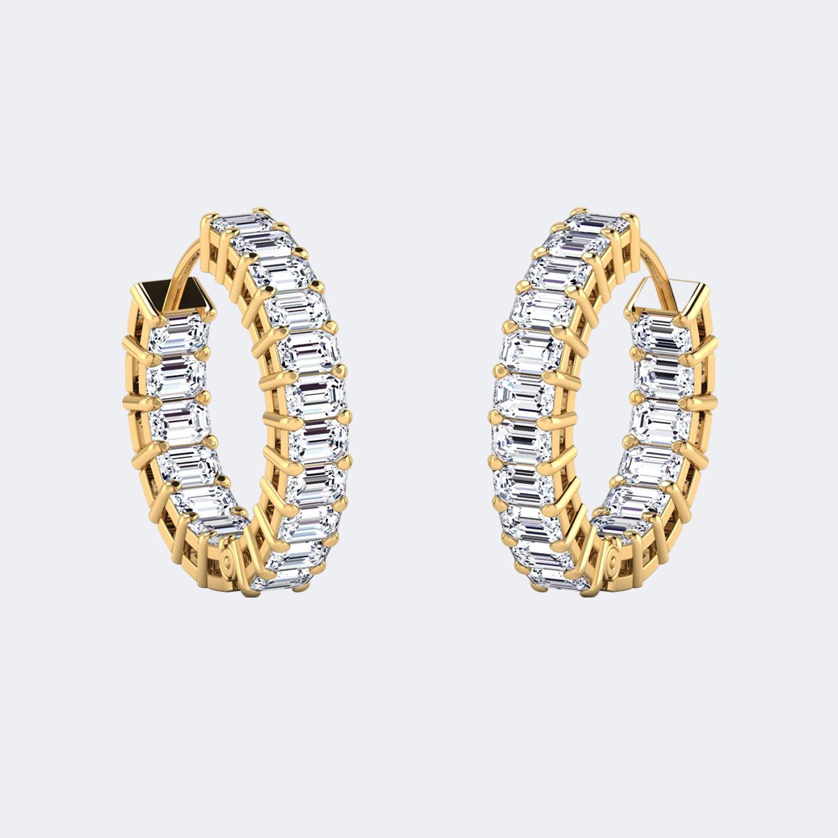 3.60 CTW Emerald Cut Channel Setting Hoop Earrings
