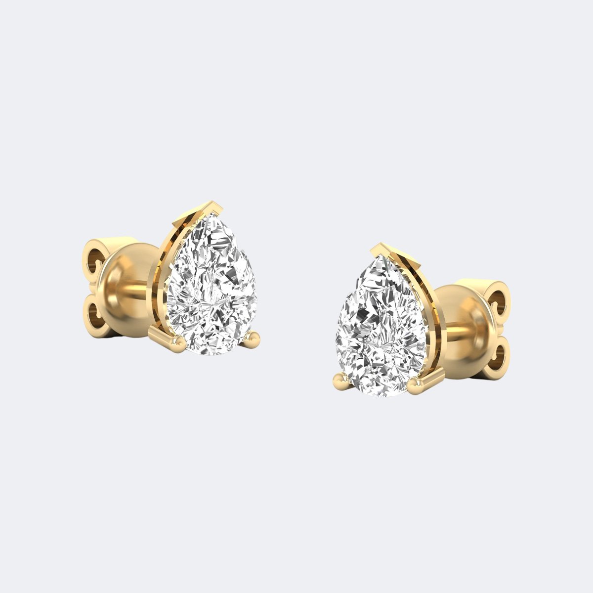 1.00CTW Pear V-Tip Prong Classic Stud