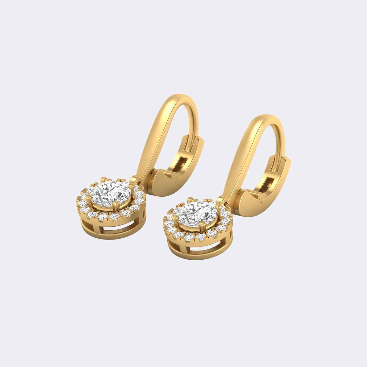 0.80CTW, Round, Prong/Pav?, Halo Cluster Drop /  Linear Earrings