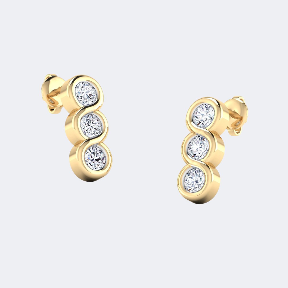 0.70CTW, Round, Bezel, Linear Stud,Drop / Linear Earrings