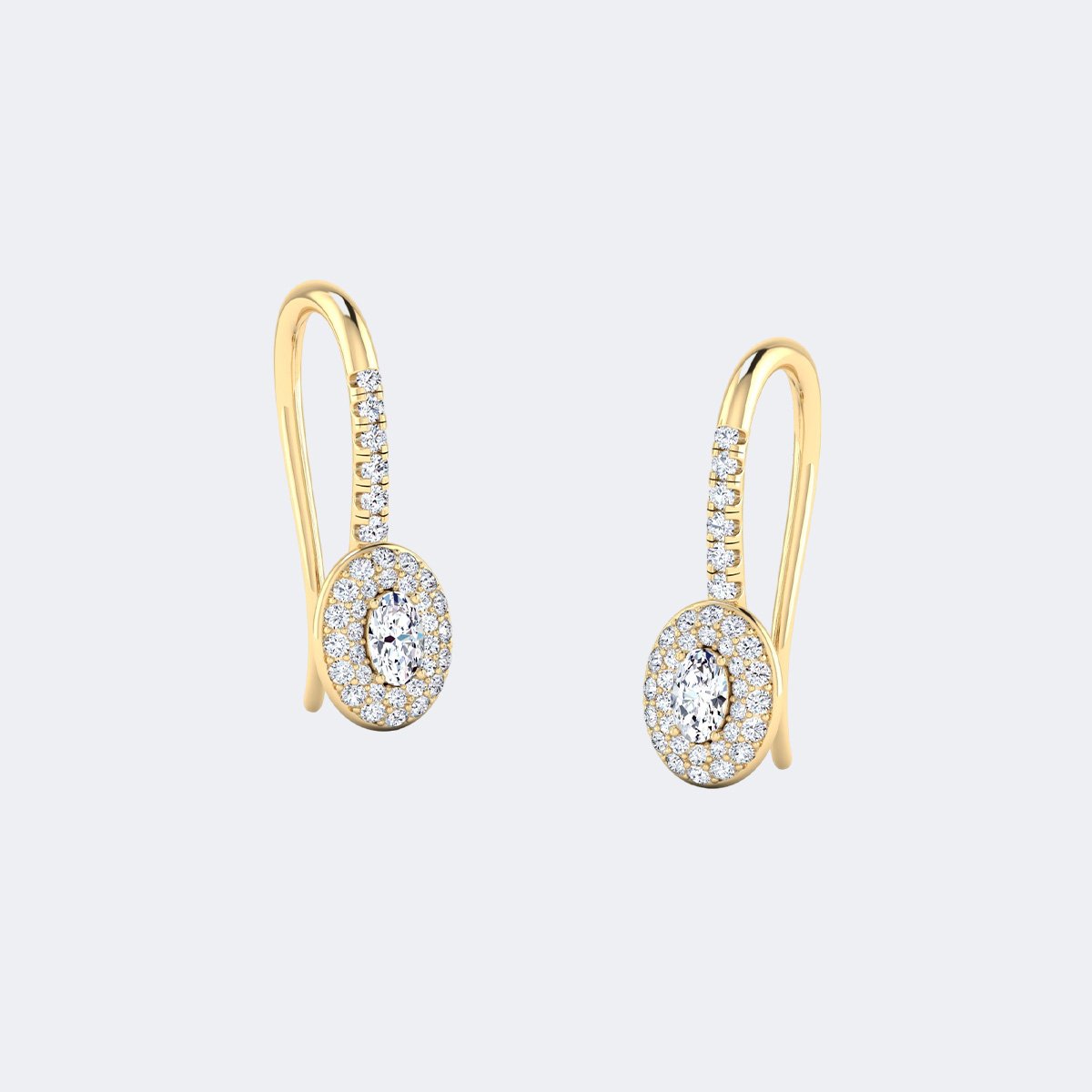0.60CTW Round Cut Pav? Halo Set Oval Drop Earrings