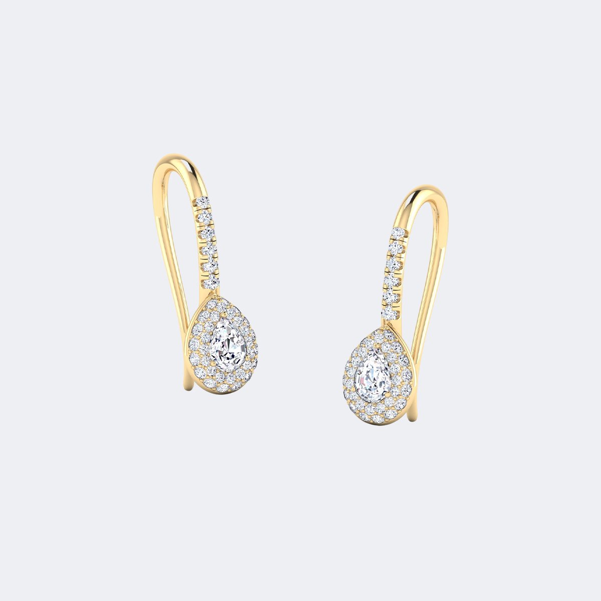 0.65CTW Round Cut Pav? Halo Set Pear Drop Earrings