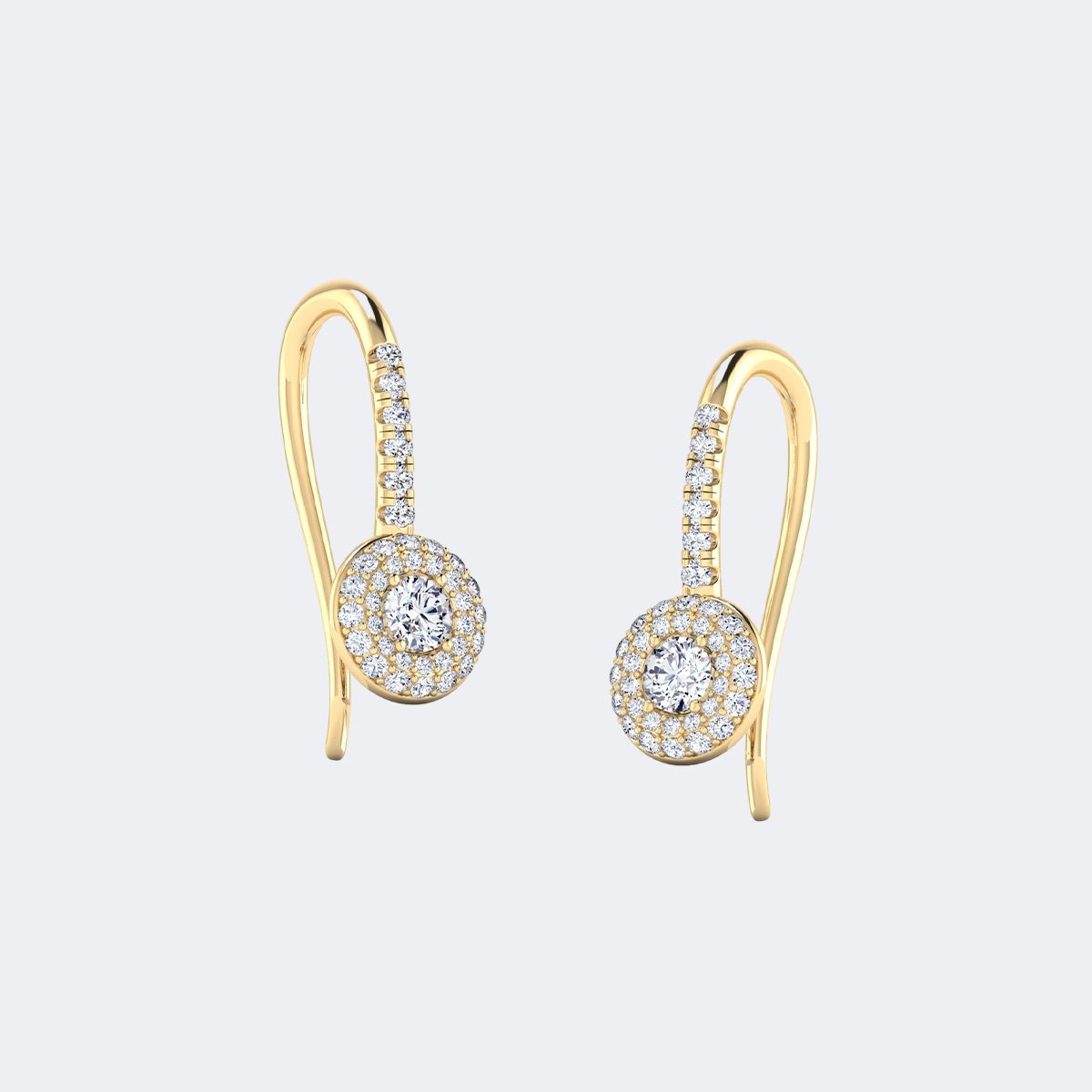 1.00CTW Round Cut Pav? Halo Set Drop Earrings