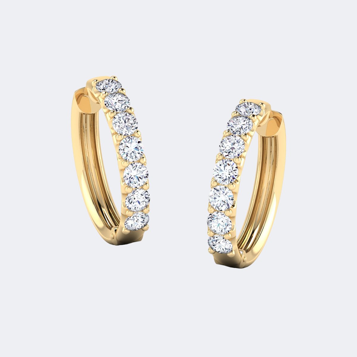 2.00 CTW Round Shared-Prong Hoop Earrings