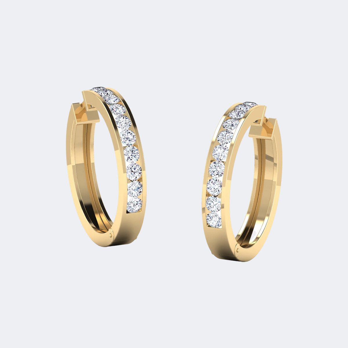 3.00CTW Round Cut Channel Set Wide Huggie Hoop Earrings