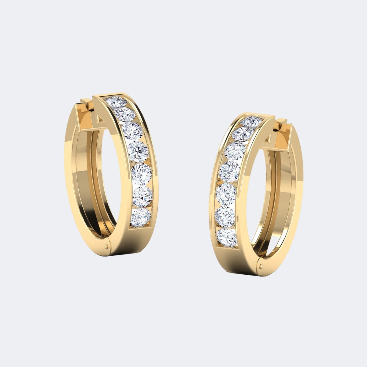 2.05CTW Round Cut Channel Set Wide Huggie Hoop Earrings