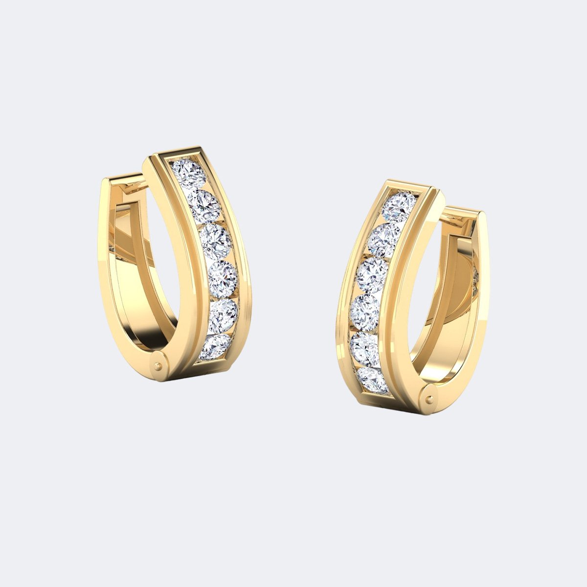 1.75CTW Round Cut Channel Set Wide Huggie Hoop Earrings