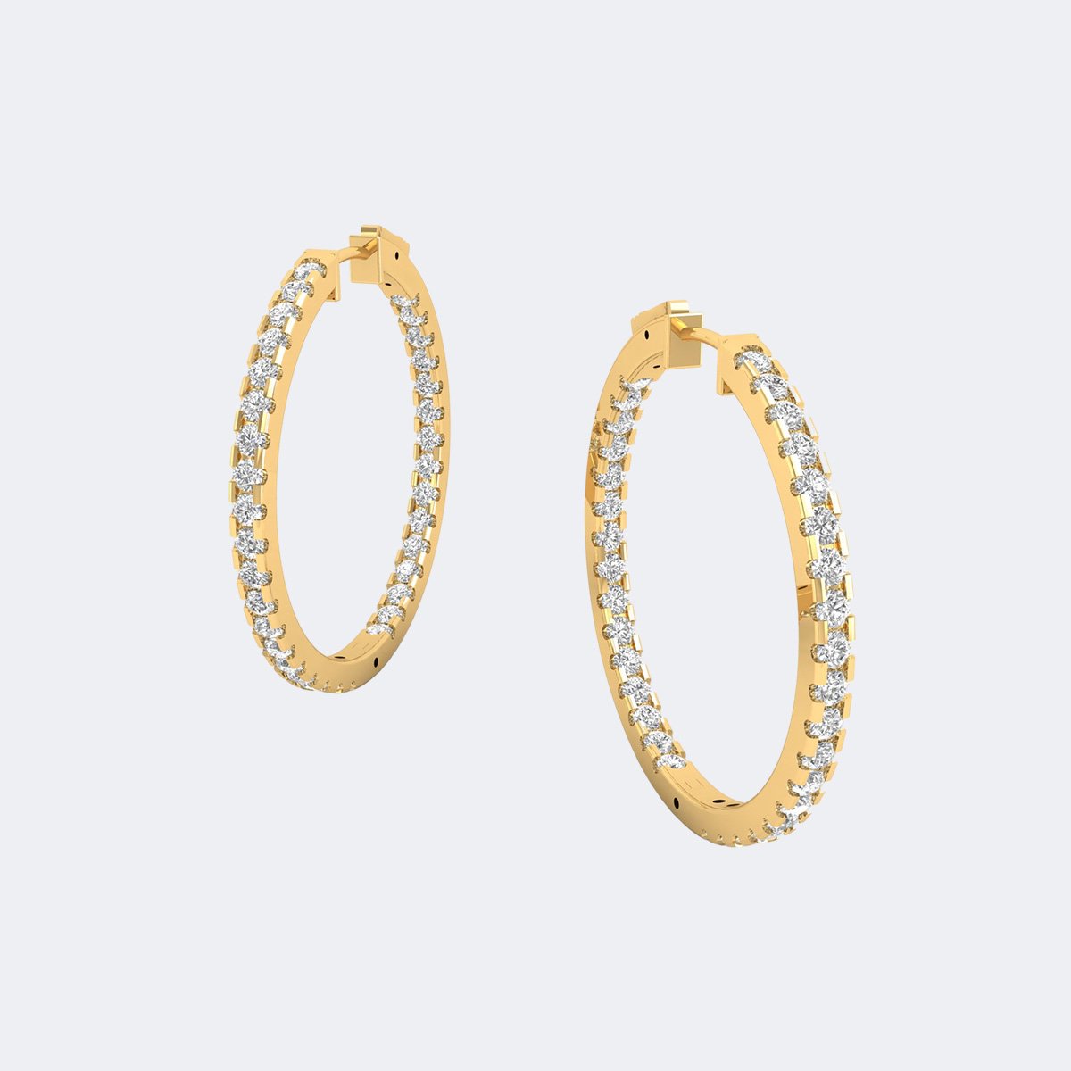 3.20CTW Round Cut Pav? Set Large Hoop Earrings