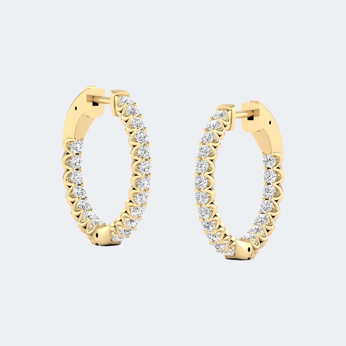 1.10CTW Round Cut Shared Prong Set Eternity Hoop Earrings