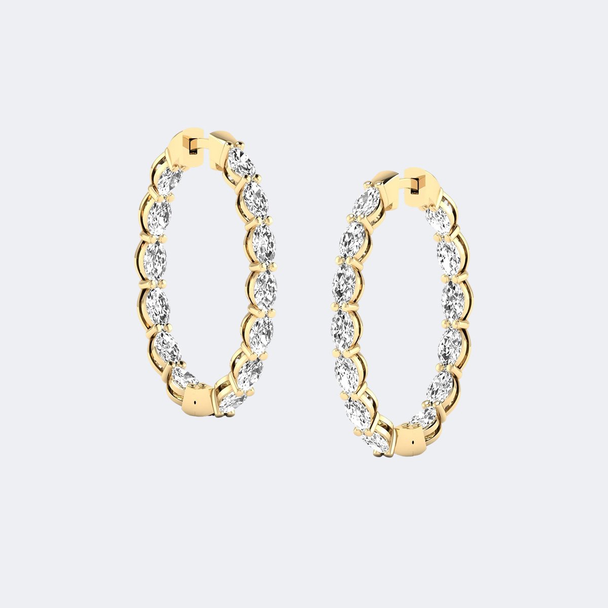 3.90CTW Marquish Shape Bar Set Eternity Hoop Earrings