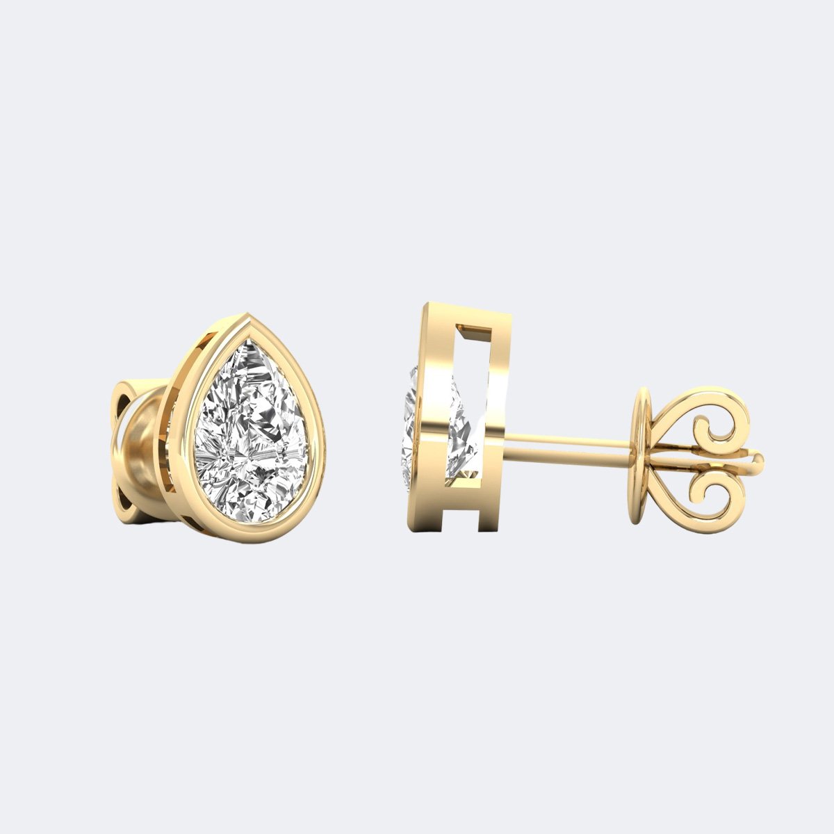 1.00CTW Pear Bezel Stud Earring