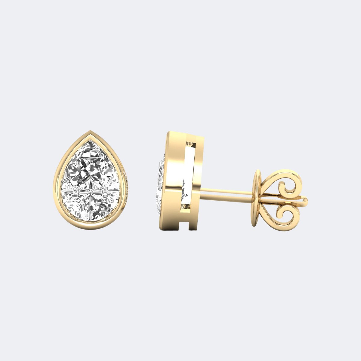 2.00CTW Pear Bezel Stud Earring