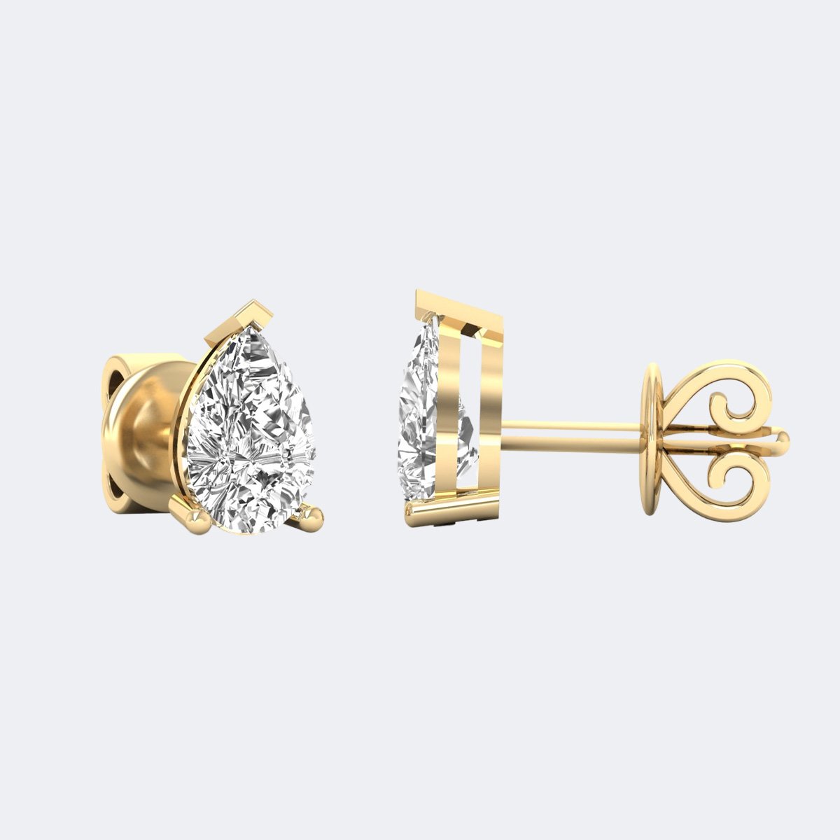 0.50CTW Pear V-Tip Prong Classic Stud