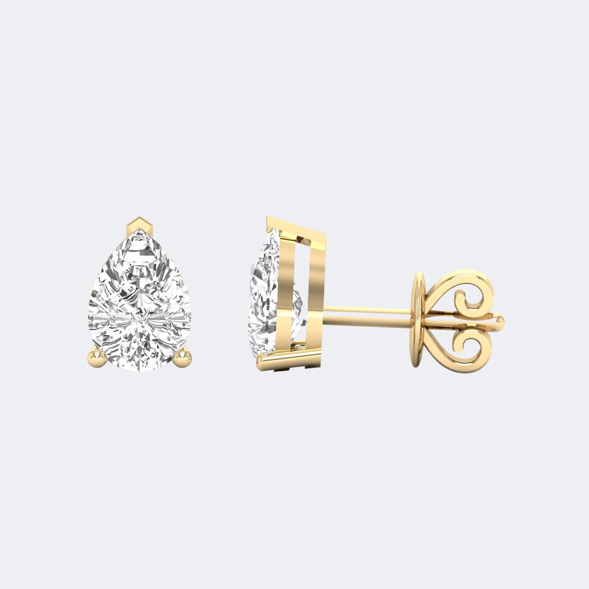 2.00CTW Pear V-Tip Prong Classic Stud