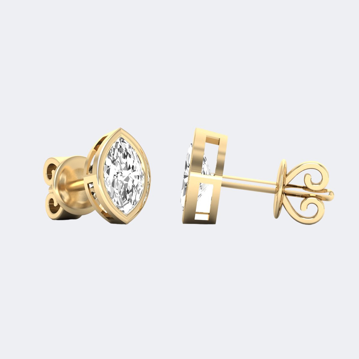 1.00CTW Marquise Bezel Stud Earring