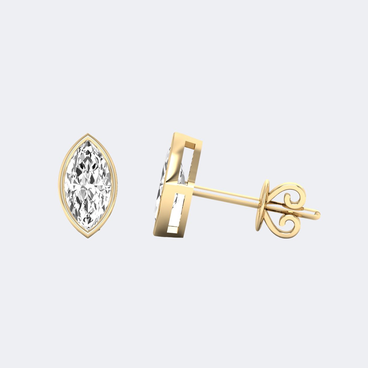 2.00CTW Marquise Bezel Stud Earring
