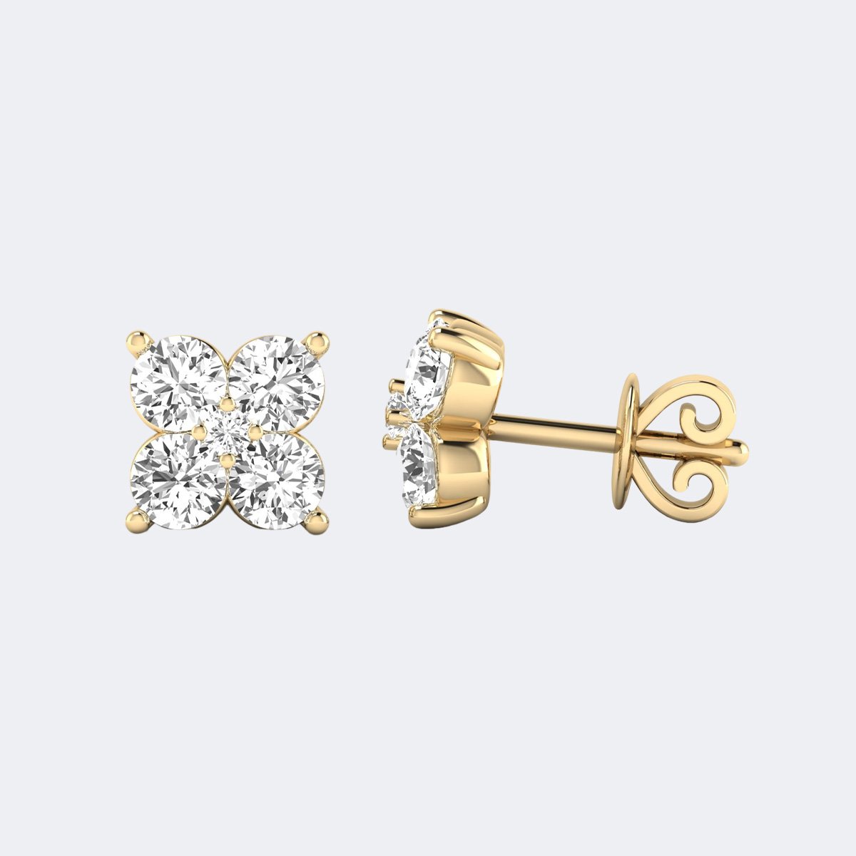 1.25CTW Round Prong Flower Cluster Stud