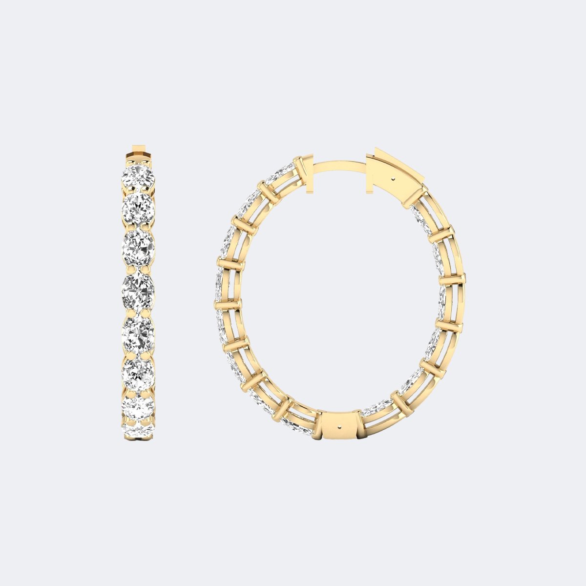 5.60CTW Oval Shape Bar Set Eternity Hoop Earrings