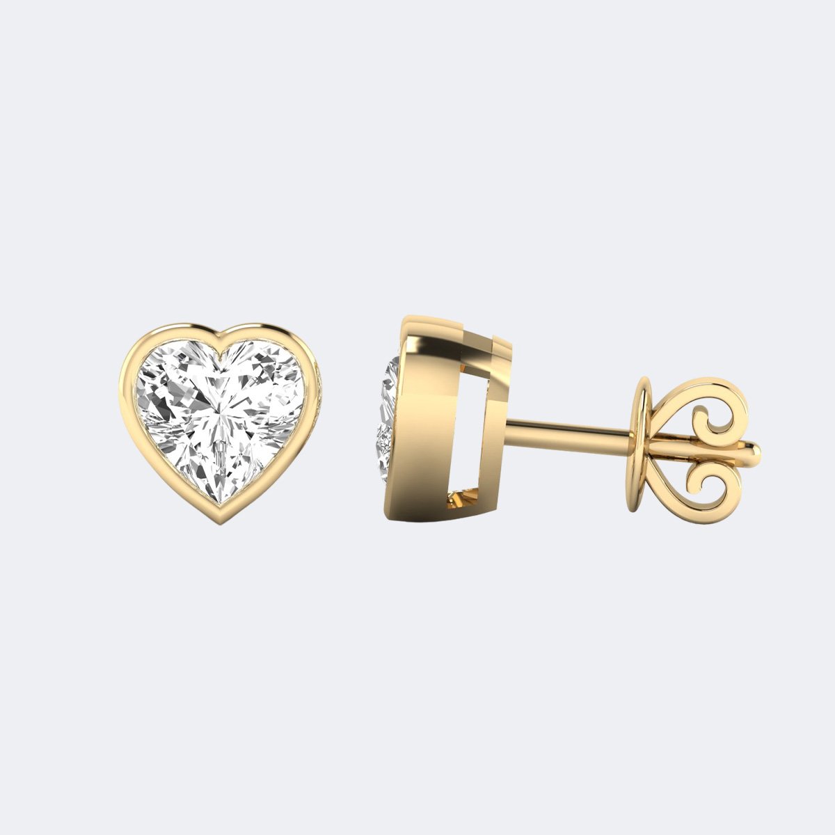 2.00CTW Heart Bezel Stud Earring