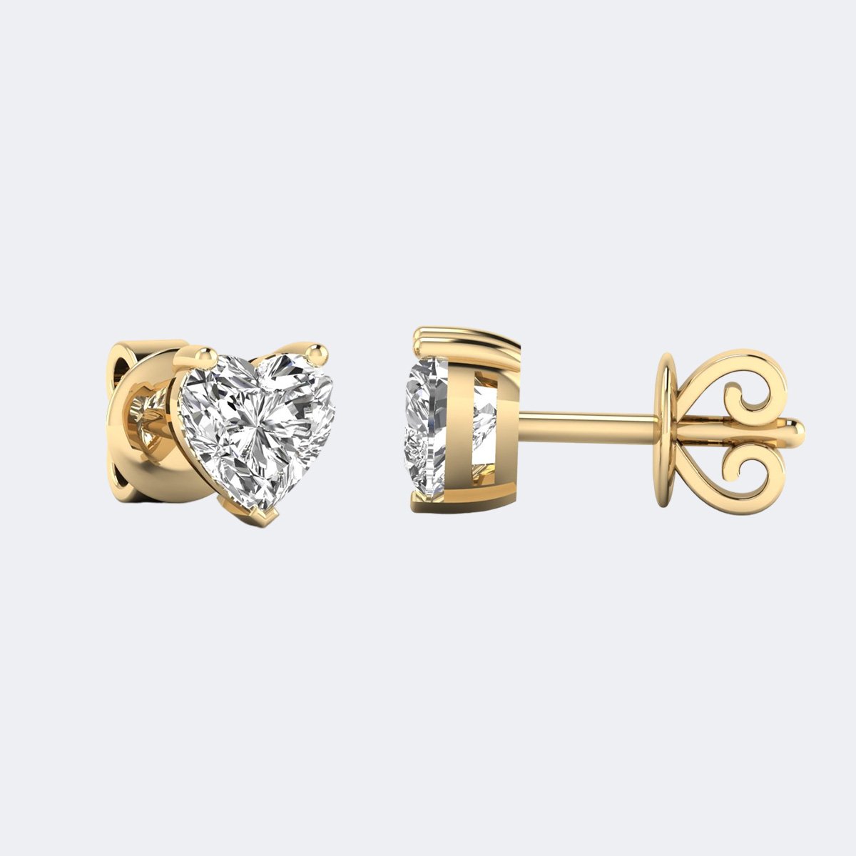0.50CTW Heart 3-Prong Classic Stud