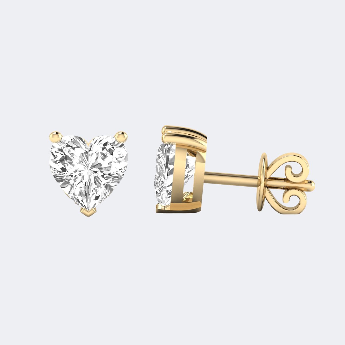 2.00CTW Heart 3-Prong Classic Stud
