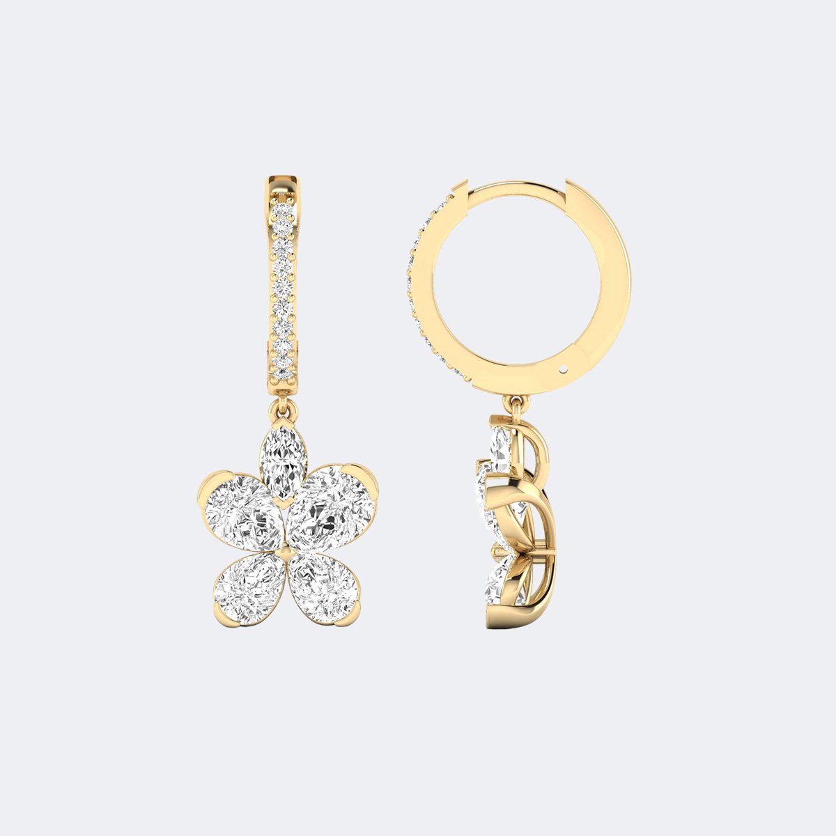 2.40CTW, Marquise/Round And Pear, Prong/Pav?, Huggie Drop / Linear Earrings