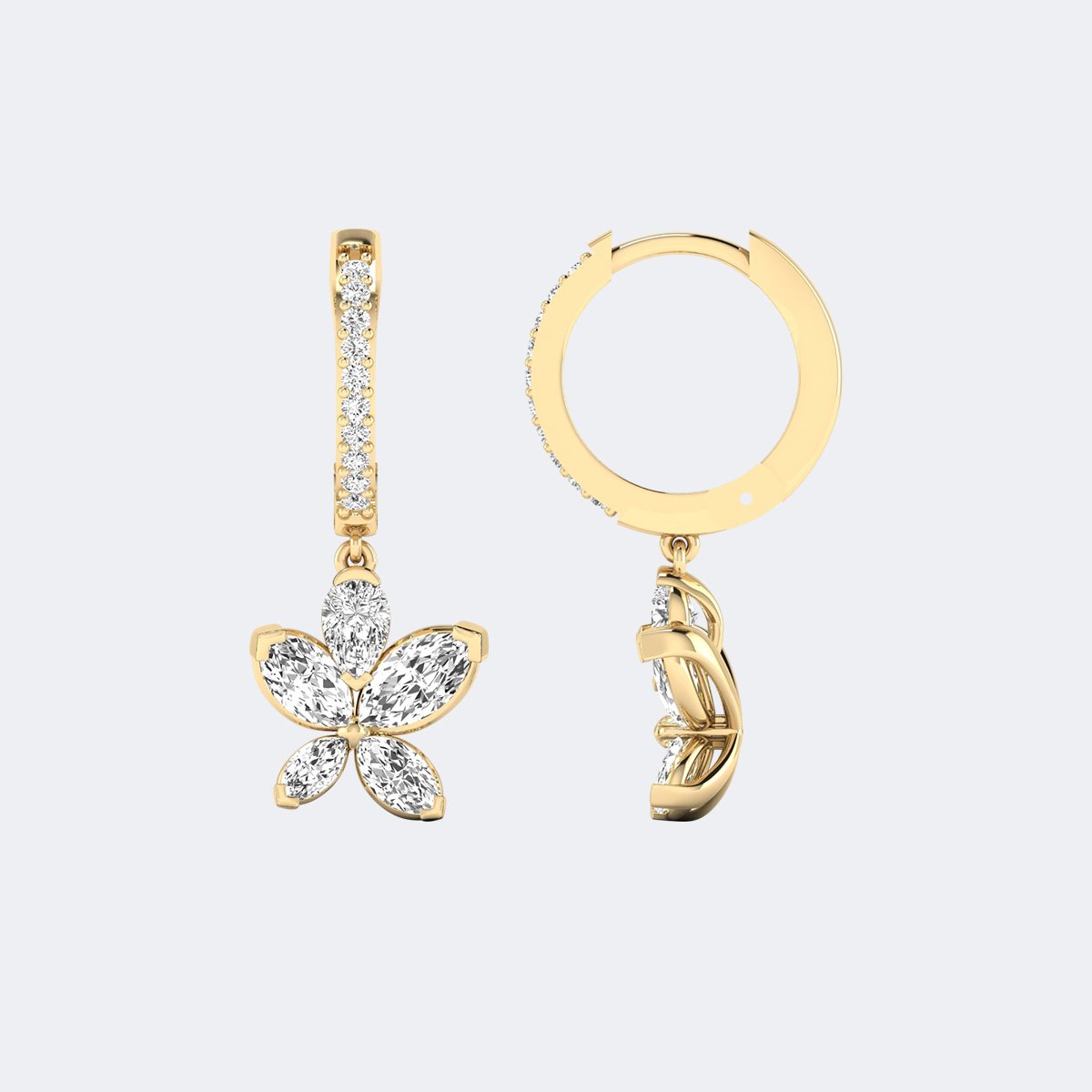 1.30CTW, Marquise/Round And , Prong/Pav?, Huggie Drop / Linear Earrings