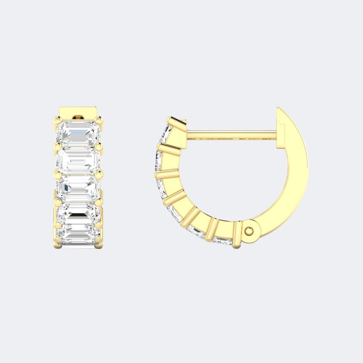 1.20CTW Emerald Cut Bar Set Huggie Hoop Earrings