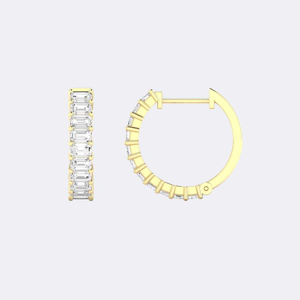 2.20CTW Emerald Cut Bar Set Hoop Earrings