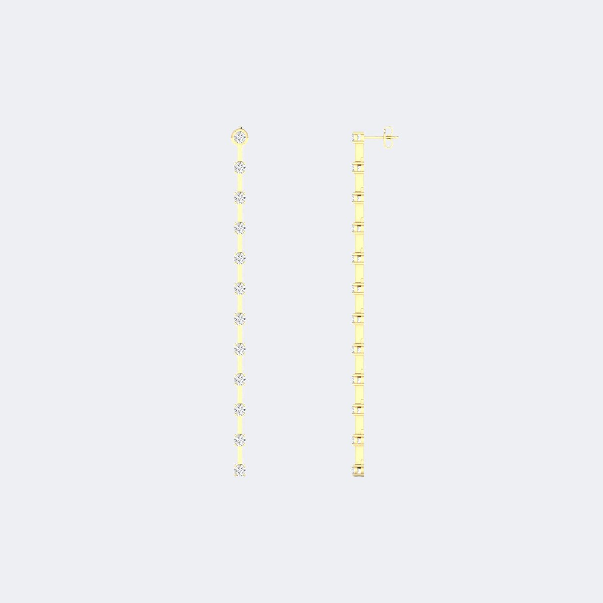 1.60CTW, Round, Bezel/Half-Bezel, Extra Long Linear Drop / Linear Earrings