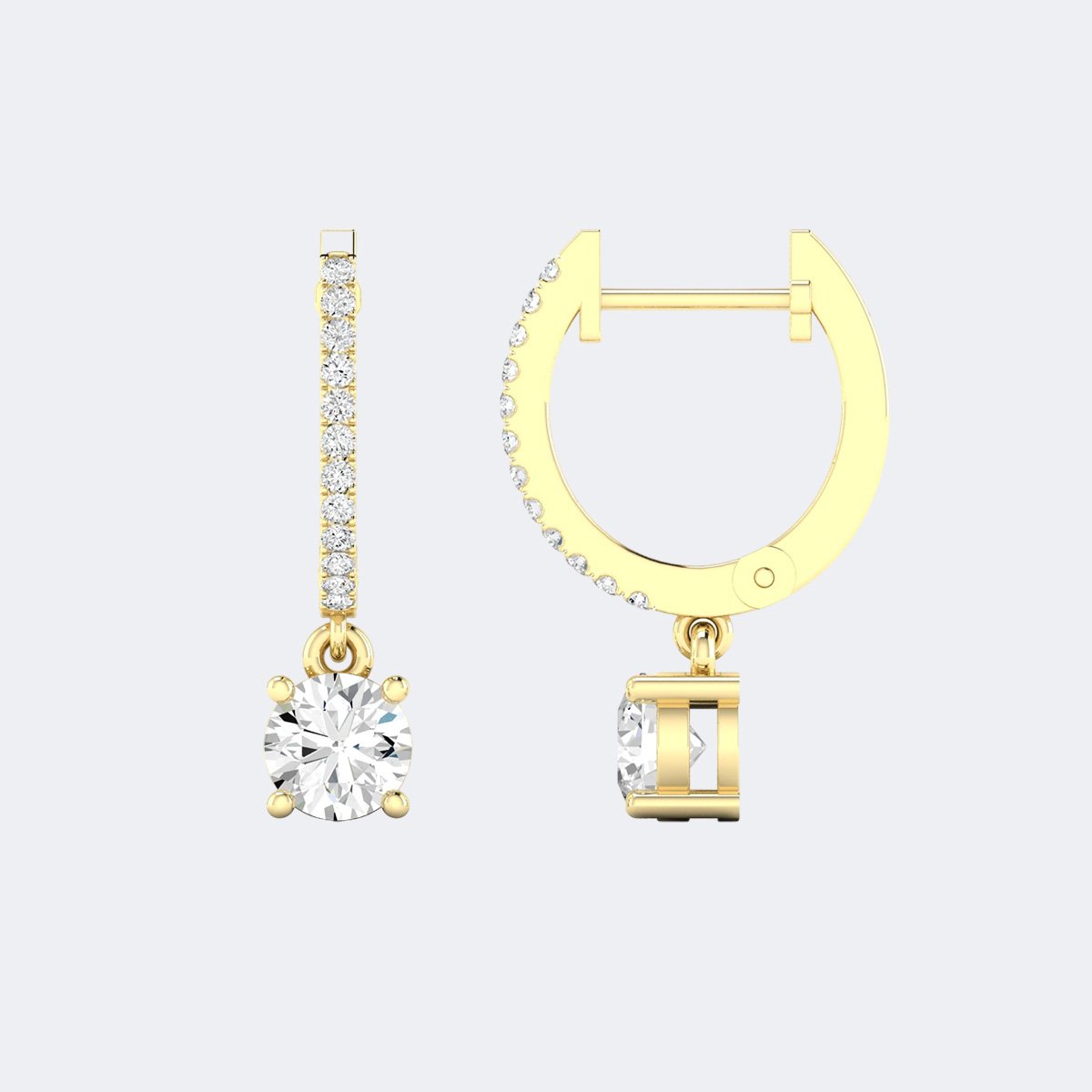 1.15CTW, Round, Prong/Pav?, Huggie Drop / Linear Earrings
