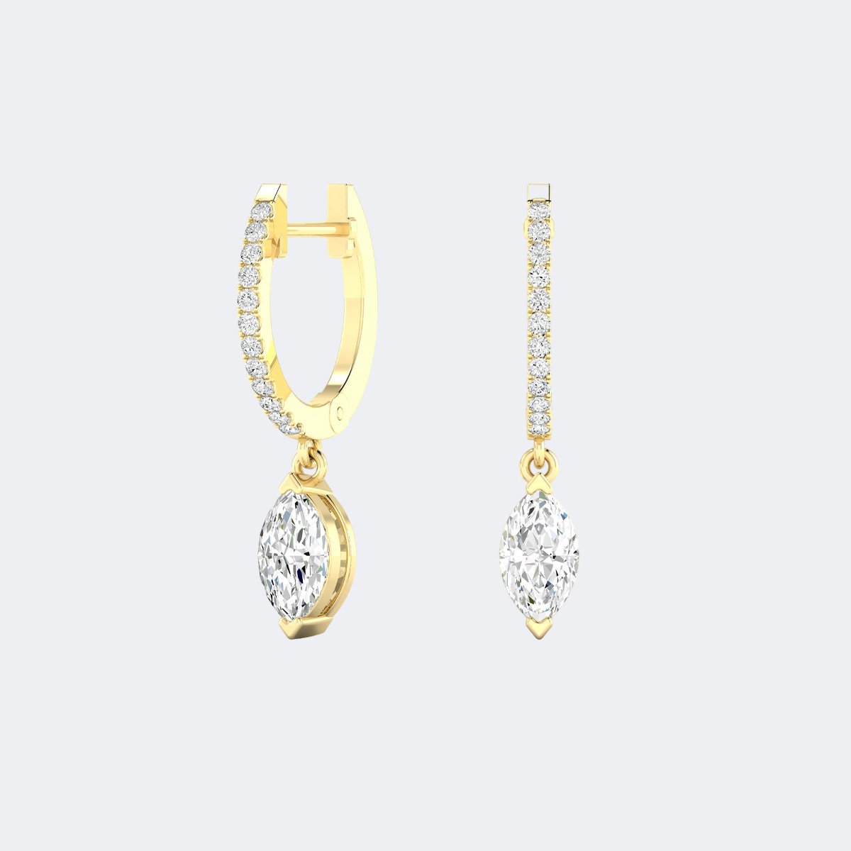 1.20CTW, Marquise/Round, Prong/Shared Prong, Huggie Drop /Linear Earrings