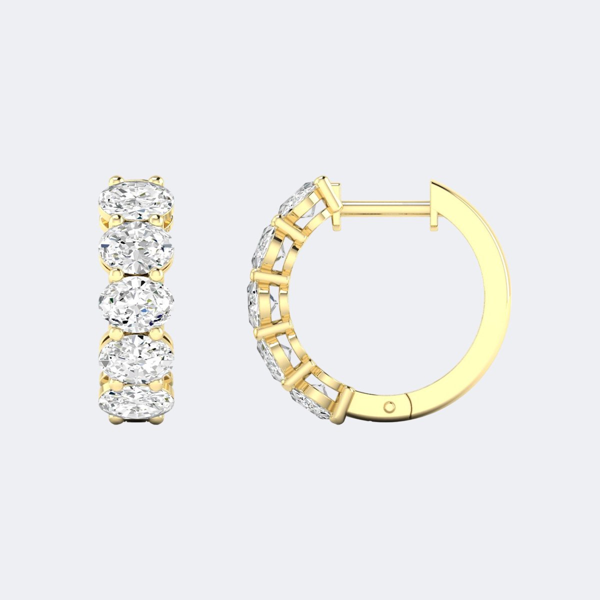 2.00CTW Oval Cut Shared Prong Set Huggie Hoop Earrings