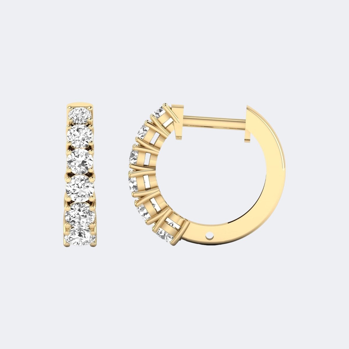 2.00CTW Round Cut Shared Prong Set Huggie Hoop Earrings