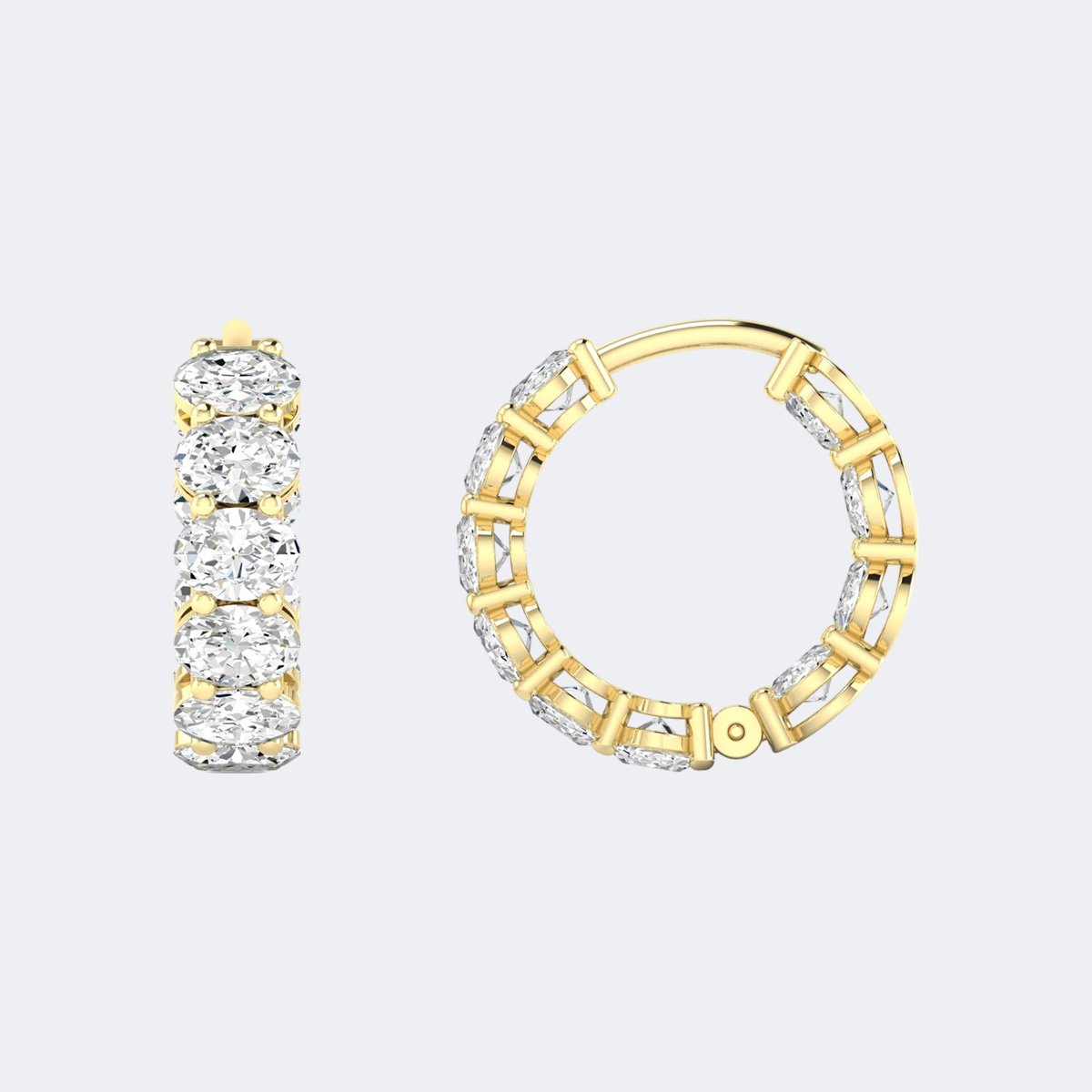 4.00CTW Oval Cut Bar Set Hoop Earrings