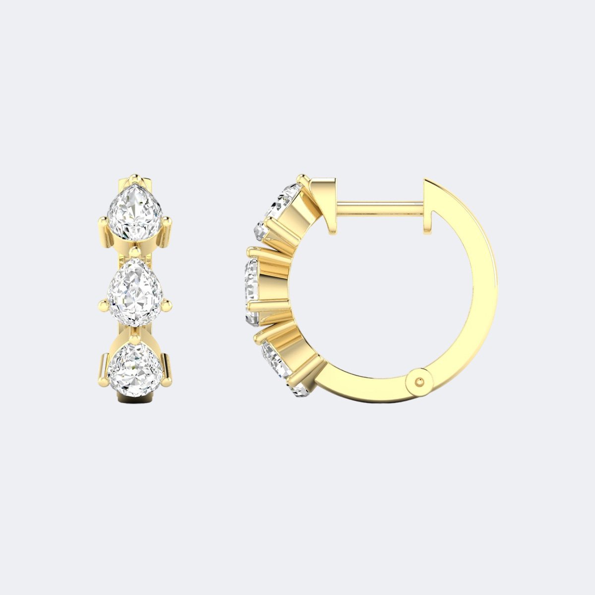 0.90CTW Pear Cut Prong Set Line Huggie Hoop Earrings