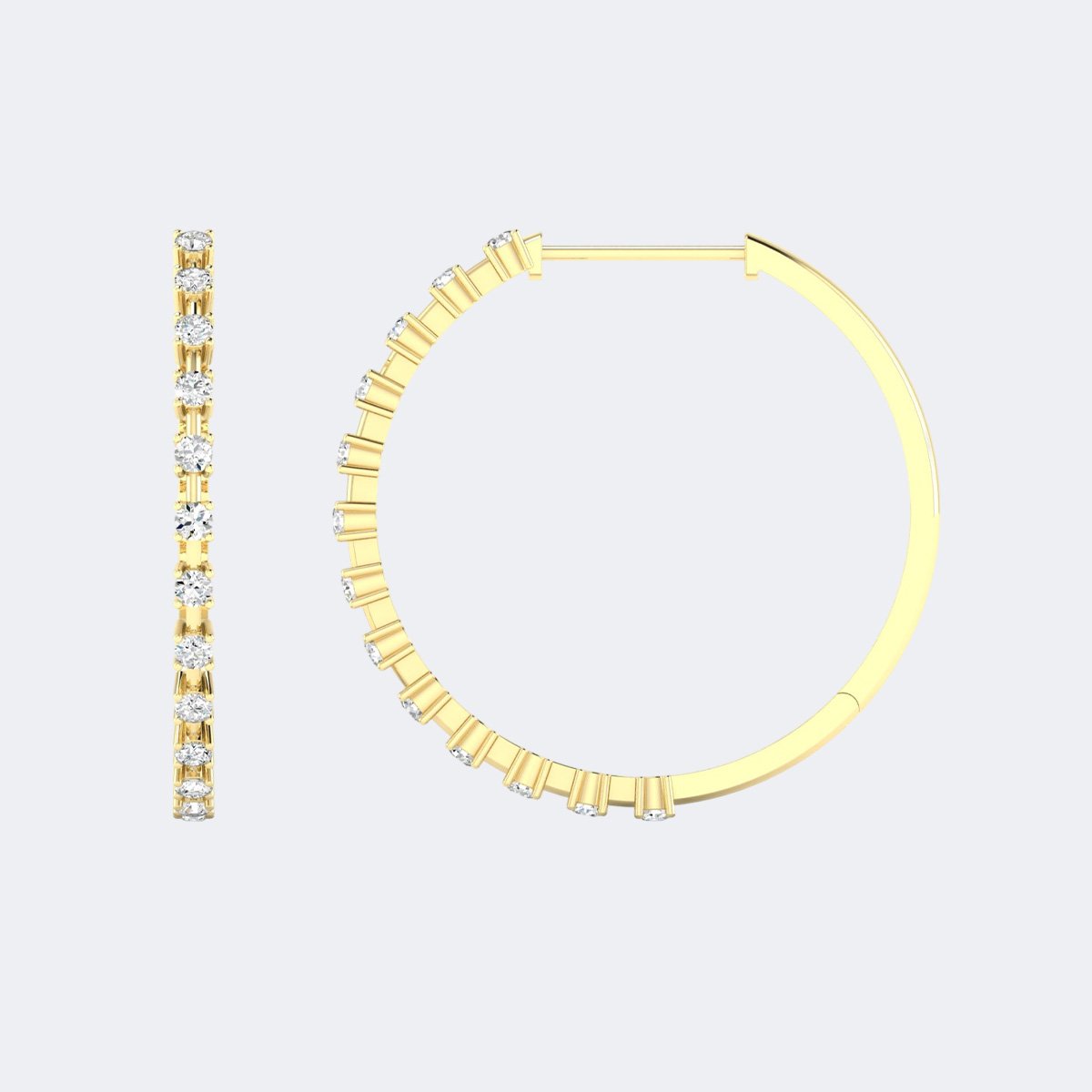 1.70CTW Round Cut Bar Set Large Hoop Earrings