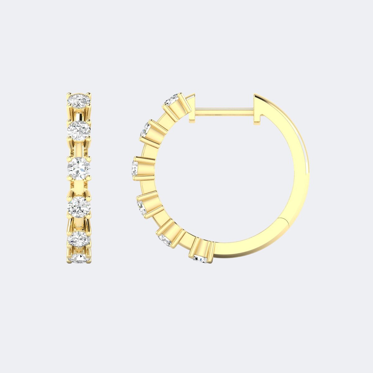 0.80CTW Round Baguette Mixed Shape Bar Set Huggie Hoop Earrings