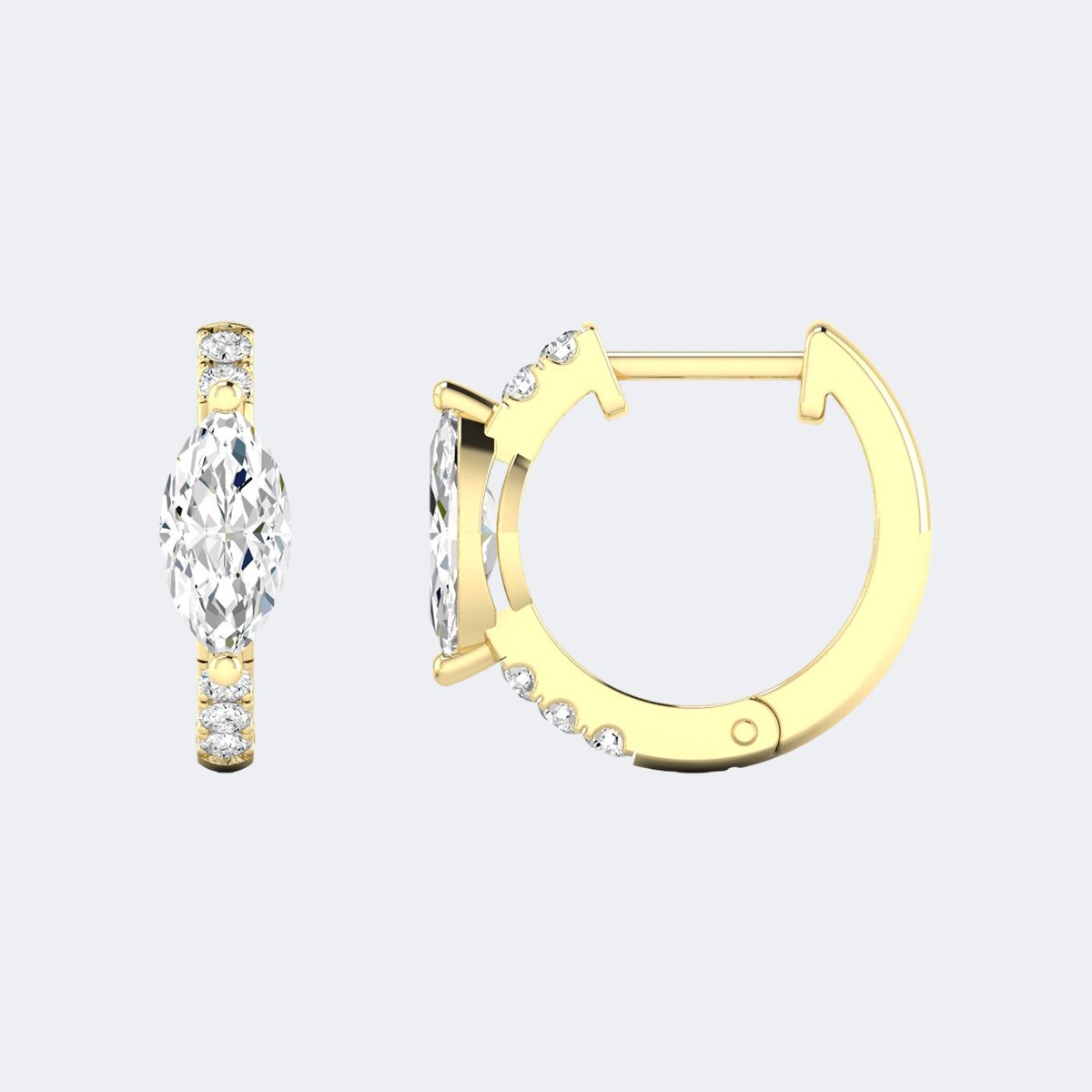 0.70CTW Marquish Cut Pav? Prong Set Solitaire Huggie Hoop Earrings