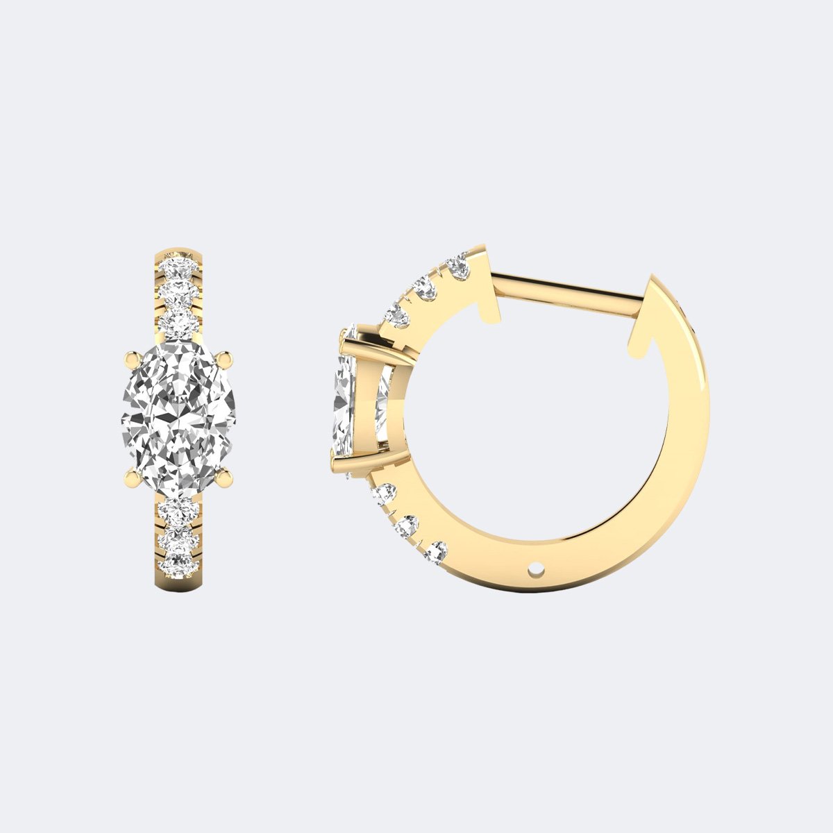 0.85CTW Oval Cut Pav? Prong Set Solitaire Huggie Hoop Earrings