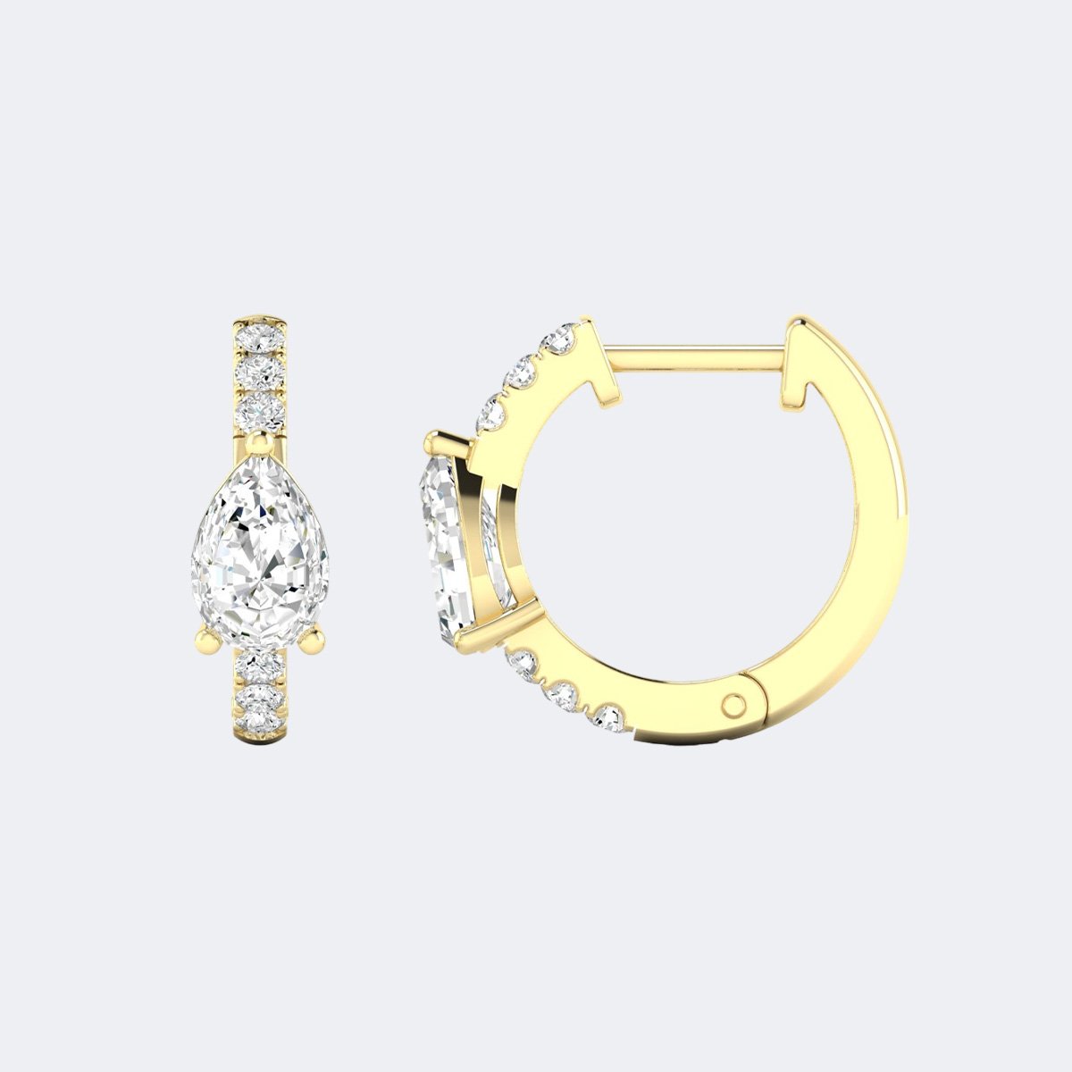 0.75CTW Pear Cut Pav? Prong Set Solitaire Huggie Hoop Earrings