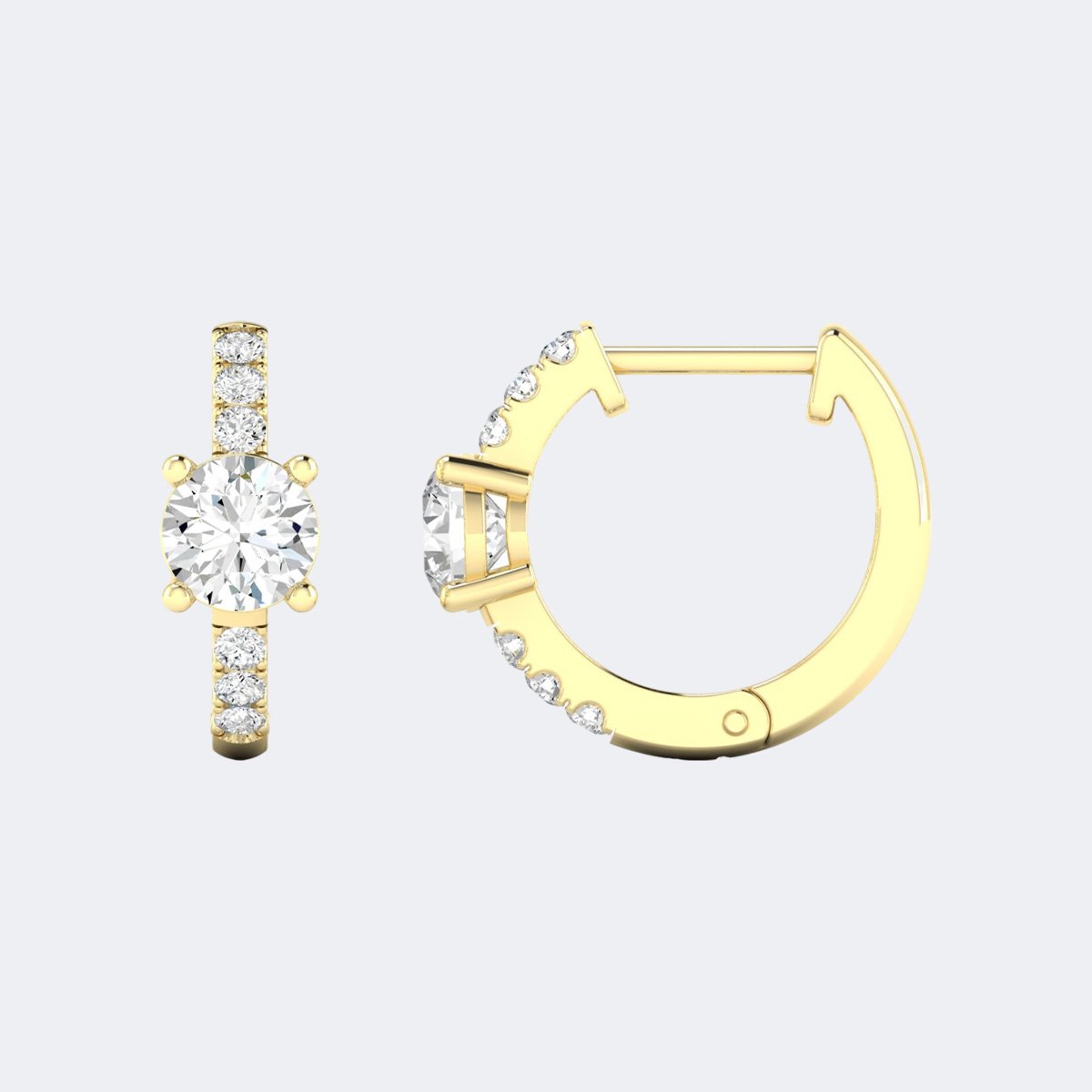 0.65CTW Round Cut Pav? Prong Set Solitaire Huggie Hoop Earrings