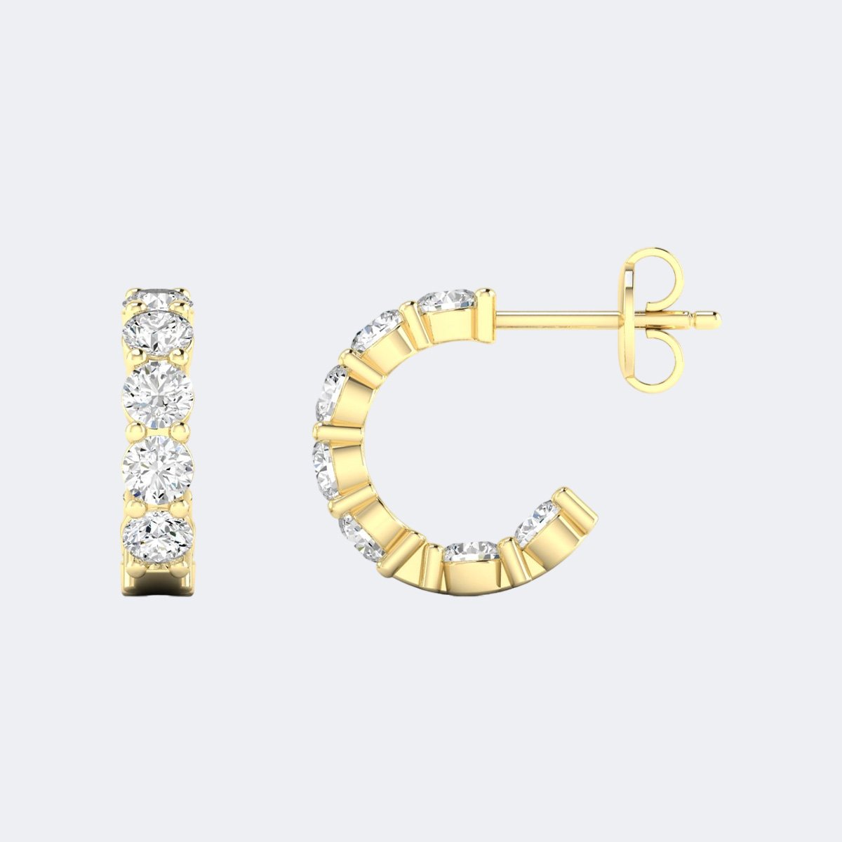 1.05CTW Round Cut Shared Prong Set Open Hoop Earrings